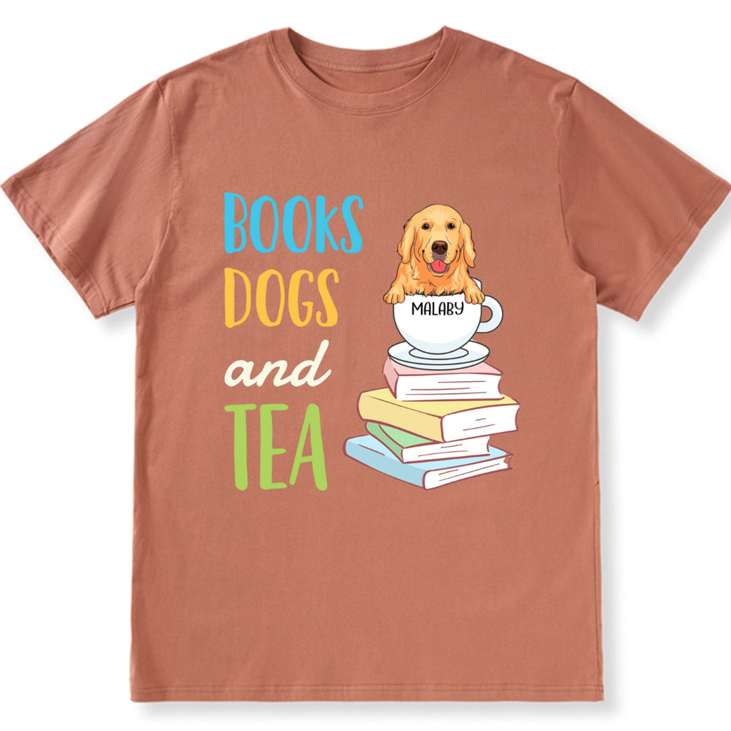 Books Dogs and Tea Essential - Personalized Custom Unisex T-shirt