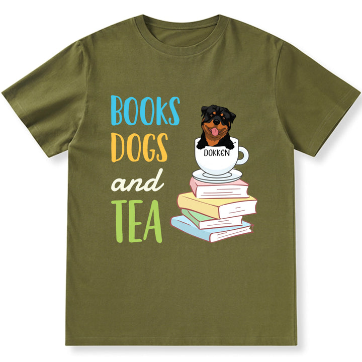 Books Dogs and Tea Essential - Personalized Custom Unisex T-shirt