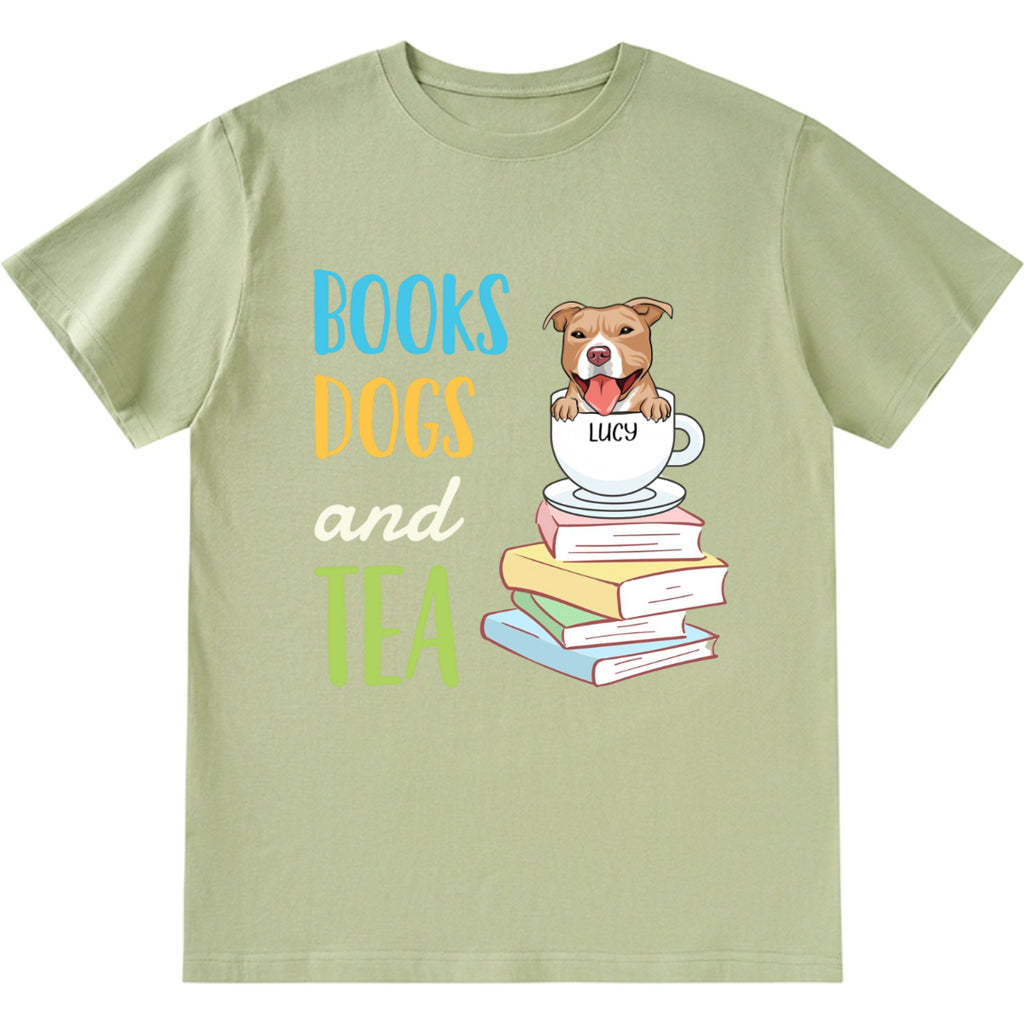 Books Dogs and Tea Essential - Personalized Custom Unisex T-shirt