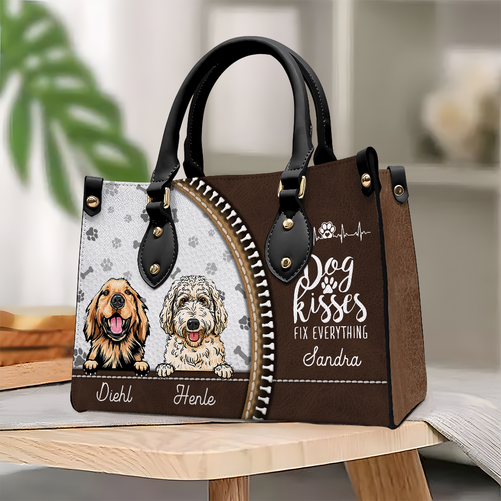 Dog Kisses Fix Everything - Personalized Custom PU Leather Handbag