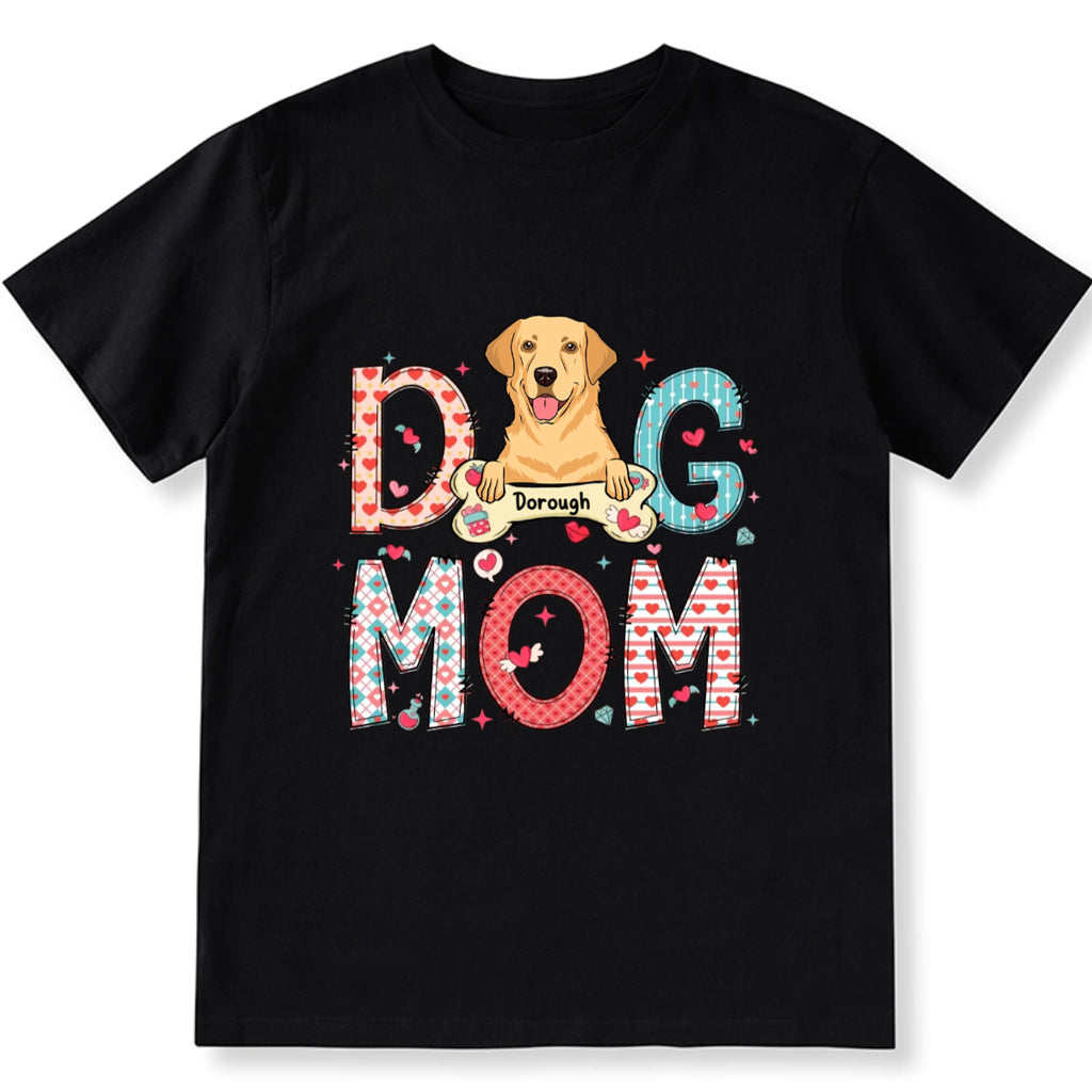 Playful And Colorful Dog Mom - Personalized Custom Unisex T-Shirt