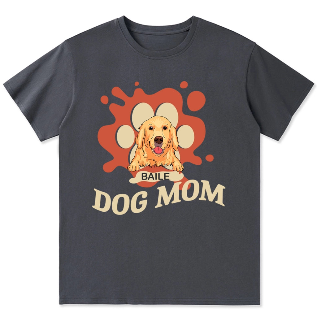 Dog Mom Dog Paw Prints Design - Personalized Custom Unisex T-shirt