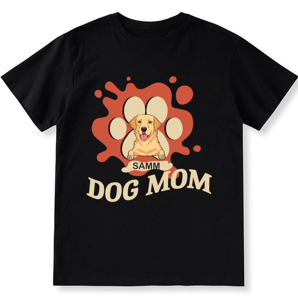 Dog Mom Dog Paw Prints Design - Personalized Custom Unisex T-shirt