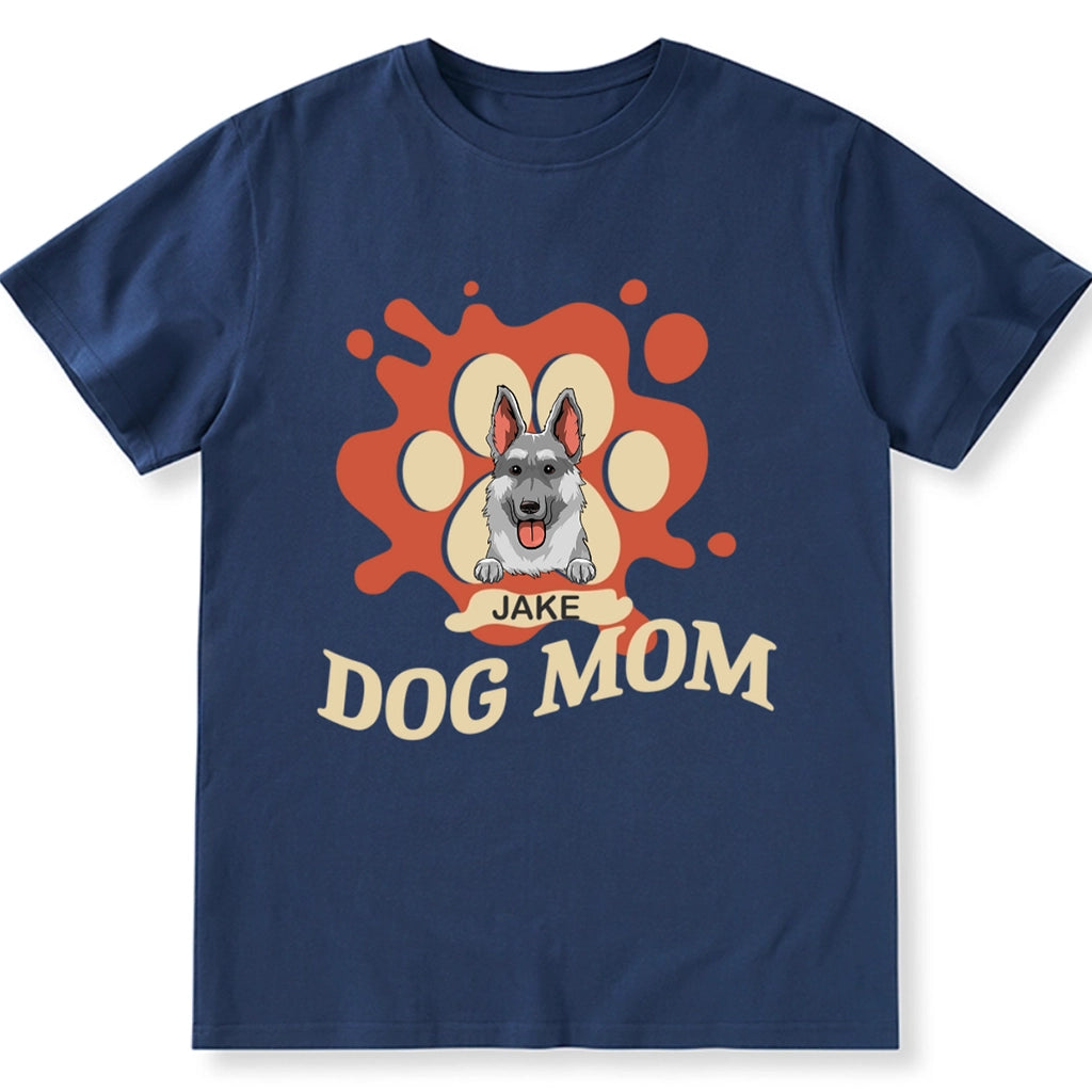 Dog Mom Dog Paw Prints Design - Personalized Custom Unisex T-shirt