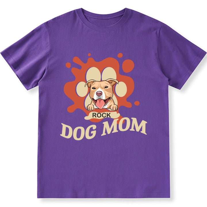 Dog Mom Dog Paw Prints Design - Personalized Custom Unisex T-shirt