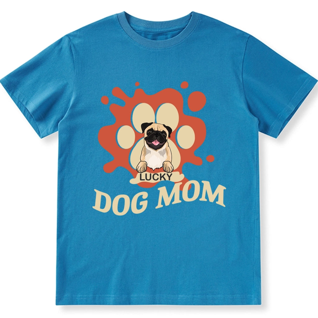 Dog Mom Dog Paw Prints Design - Personalized Custom Unisex T-shirt