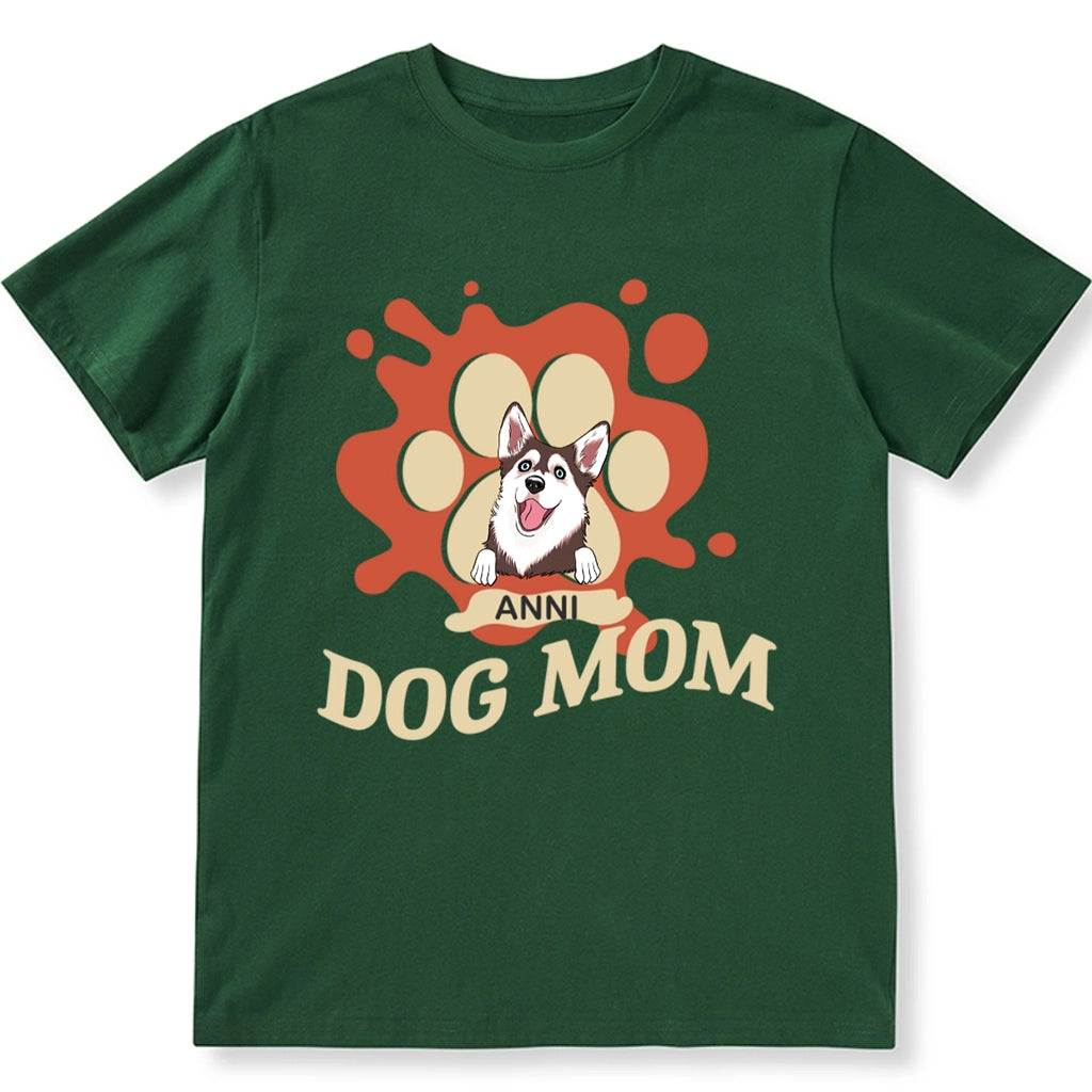 Dog Mom Dog Paw Prints Design - Personalized Custom Unisex T-shirt