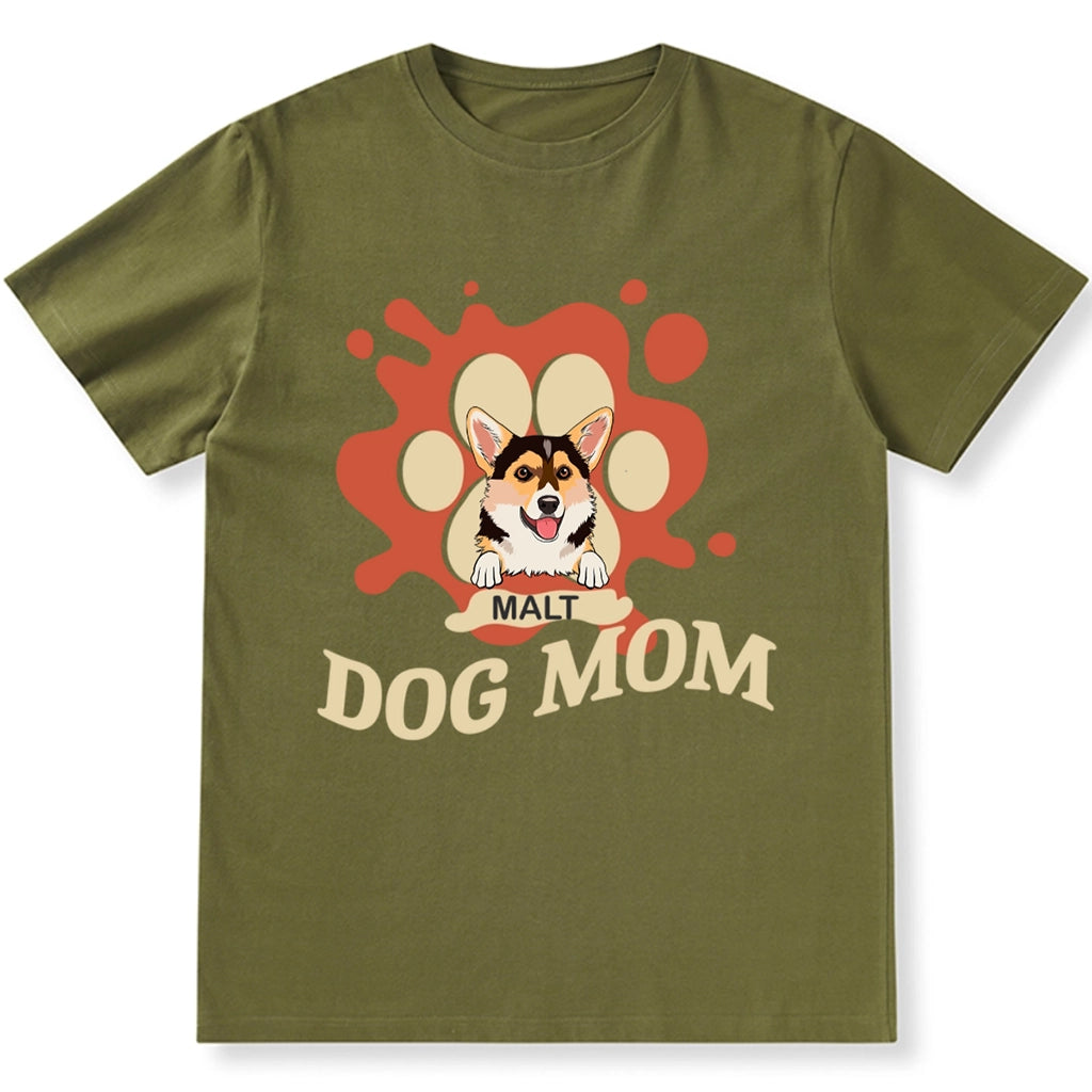 Dog Mom Dog Paw Prints Design - Personalized Custom Unisex T-shirt