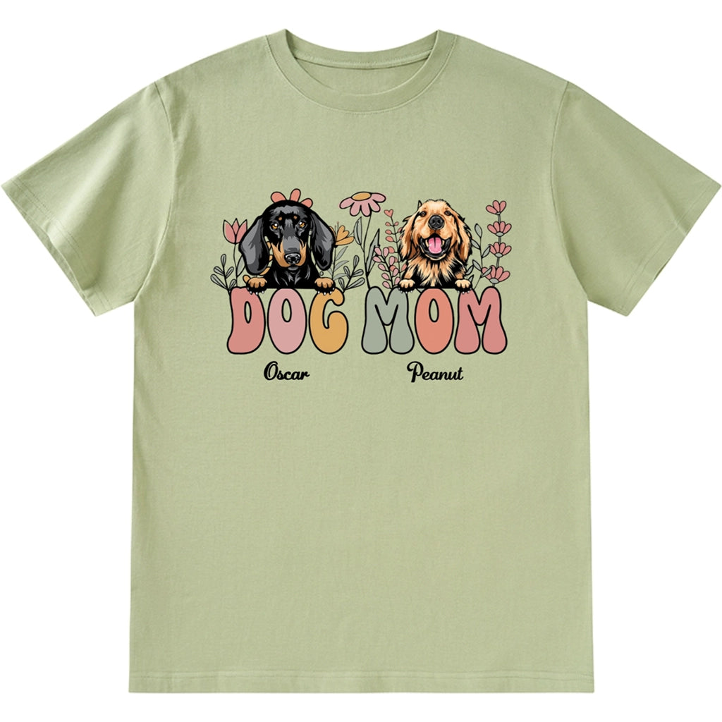 Dog Mom Flowers - Personalized Custom Unisex T-Shirt