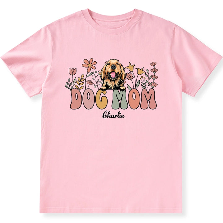 Dog Mom Flowers - Personalized Custom Unisex T-Shirt