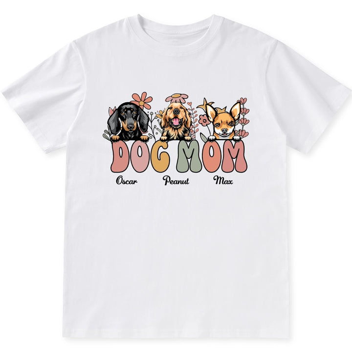 Dog Mom Flowers - Personalized Custom Unisex T-Shirt