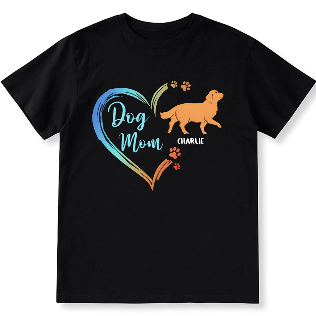 Dog Mom Heart Shape - Personalized Custom Unisex T-Shirt