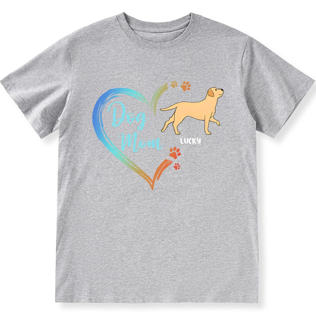 Dog Mom Heart Shape - Personalized Custom Unisex T-Shirt