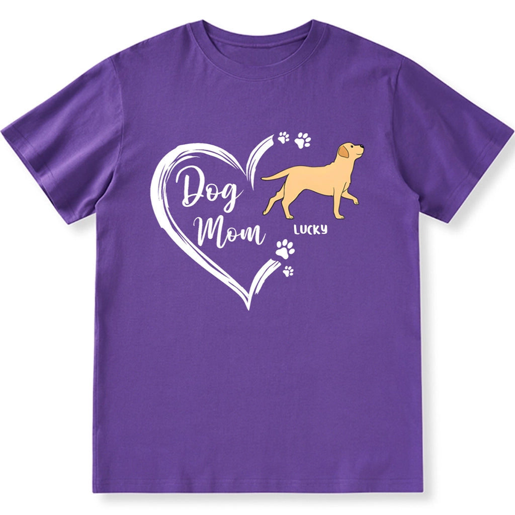 Dog Mom Heart Shape - Personalized Custom Unisex T-Shirt