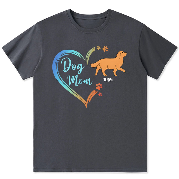 Dog Mom Heart Shape - Personalized Custom Unisex T-Shirt