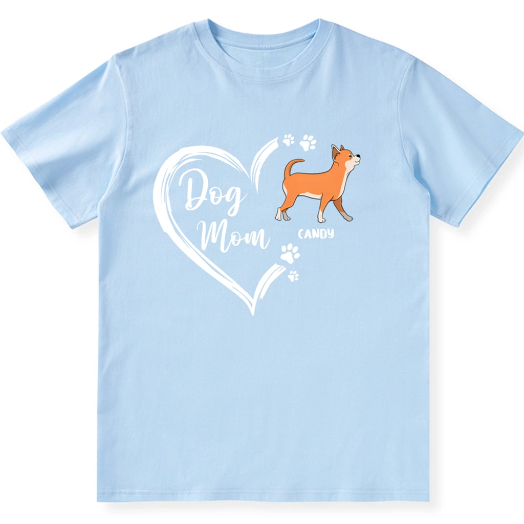 Dog Mom Heart Shape - Personalized Custom Unisex T-Shirt