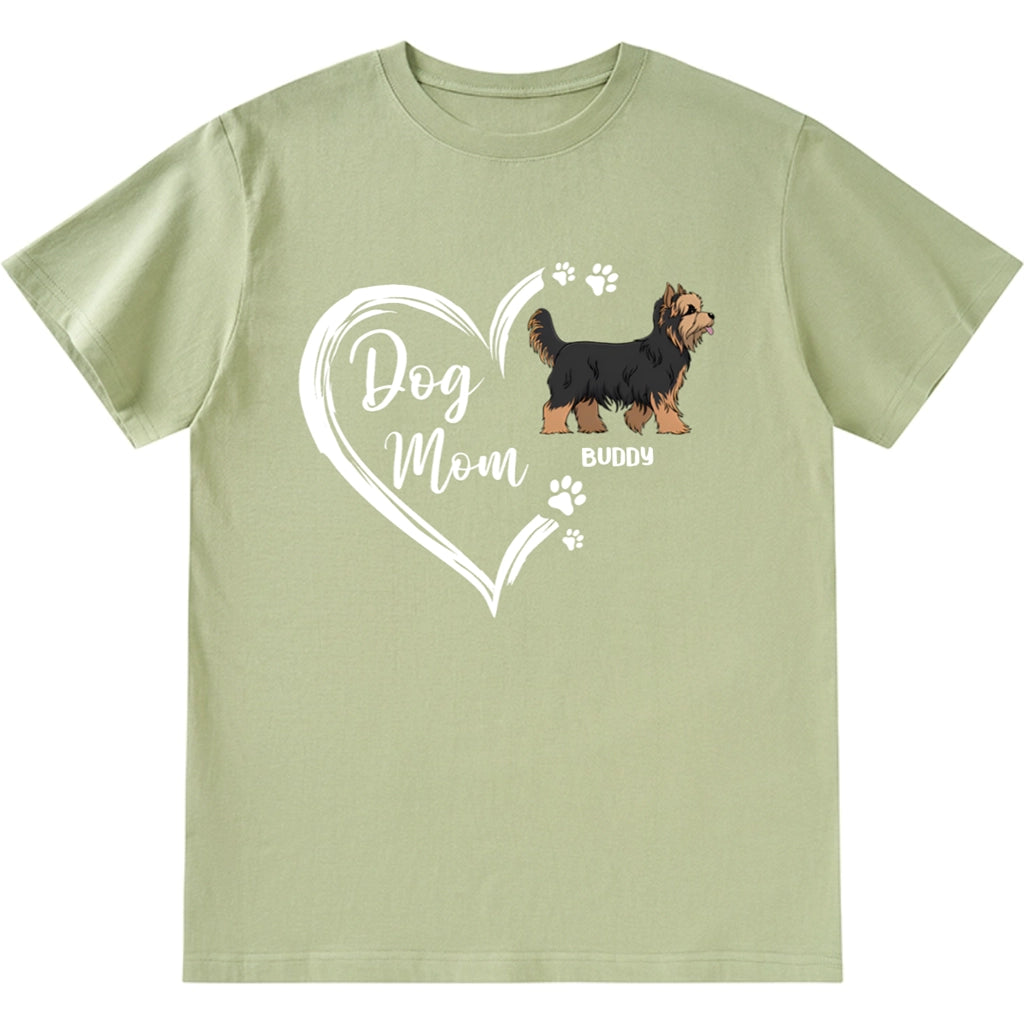 Dog Mom Heart Shape - Personalized Custom Unisex T-Shirt