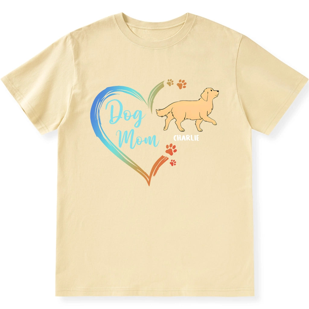 Dog Mom Heart Shape - Personalized Custom Unisex T-Shirt