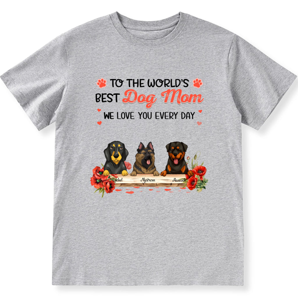 Dog Mom's Birth Flower - Personalized Custom Unisex T-Shirt