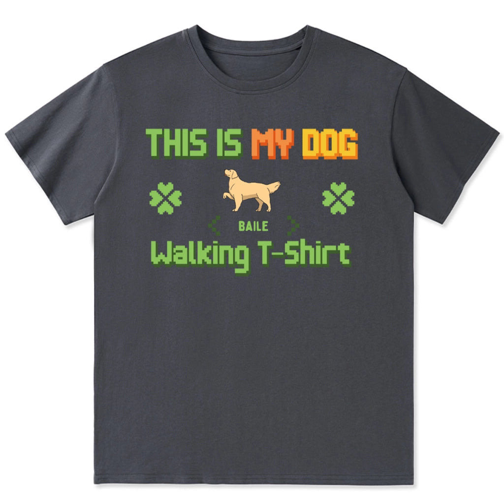 Dog Walking T-Shirt Pixel style- Personalized Custom Unisex T-shirt