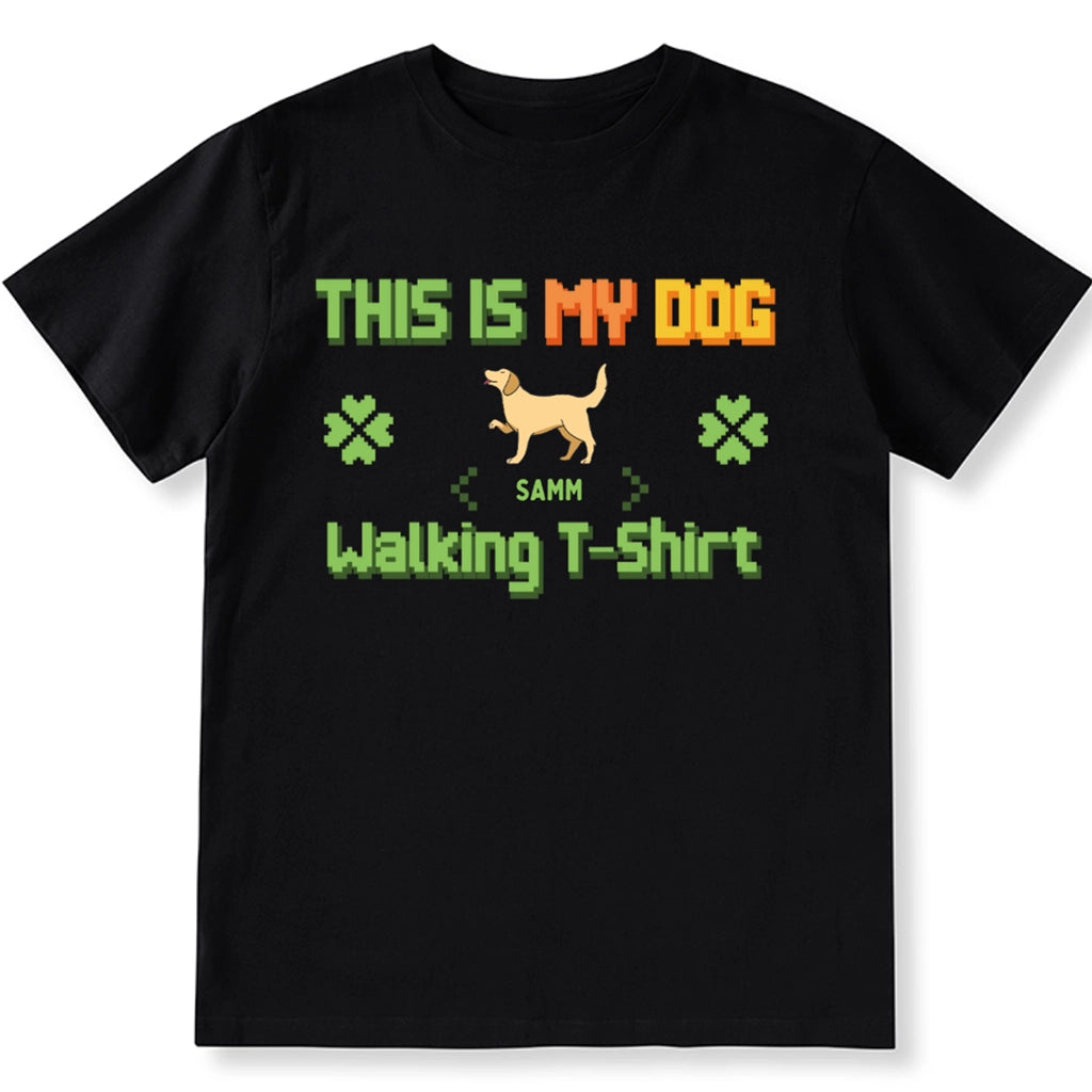 Dog Walking T-Shirt Pixel style- Personalized Custom Unisex T-shirt