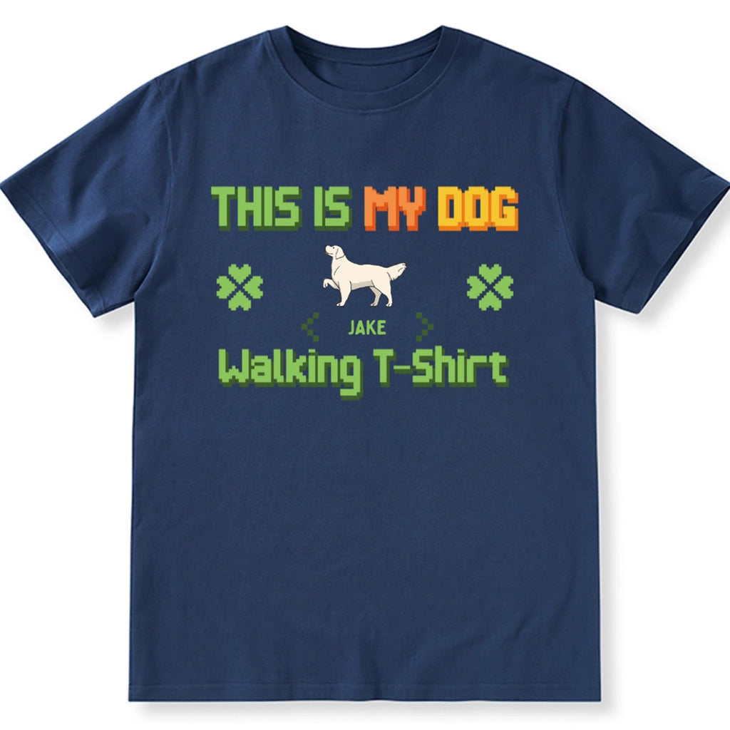 Dog Walking T-Shirt Pixel style- Personalized Custom Unisex T-shirt