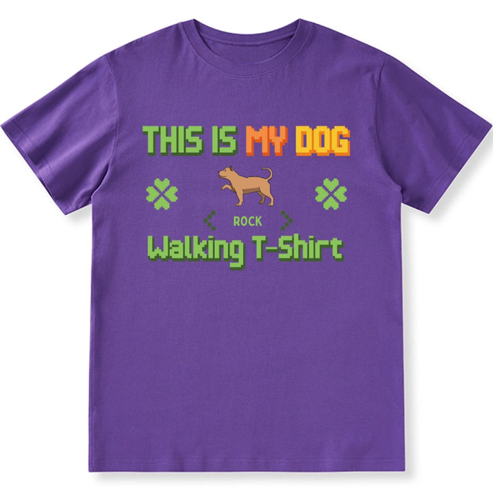 Dog Walking T-Shirt Pixel style- Personalized Custom Unisex T-shirt