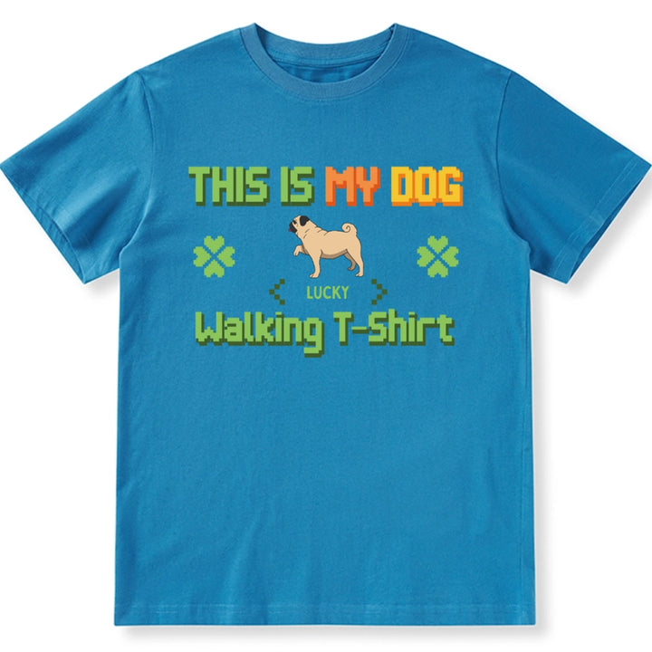 Dog Walking T-Shirt Pixel style- Personalized Custom Unisex T-shirt