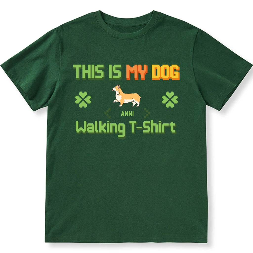 Dog Walking T-Shirt Pixel style- Personalized Custom Unisex T-shirt