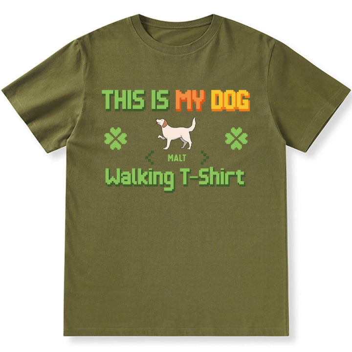 Dog Walking T-Shirt Pixel style- Personalized Custom Unisex T-shirt