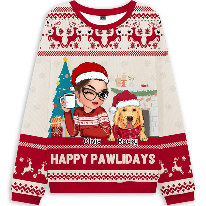 Happy Pawlidays - Personalized Custom Christmas Ugly Sweatshirt