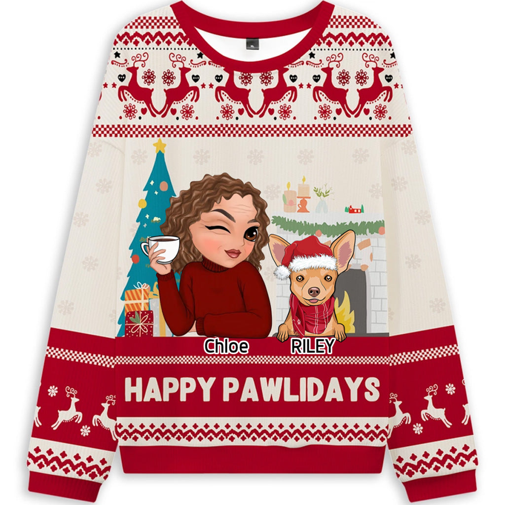 Happy Pawlidays - Personalized Custom Christmas Ugly Sweatshirt