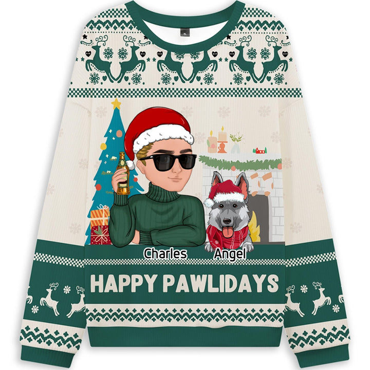 Happy Pawlidays - Personalized Custom Christmas Ugly Sweatshirt