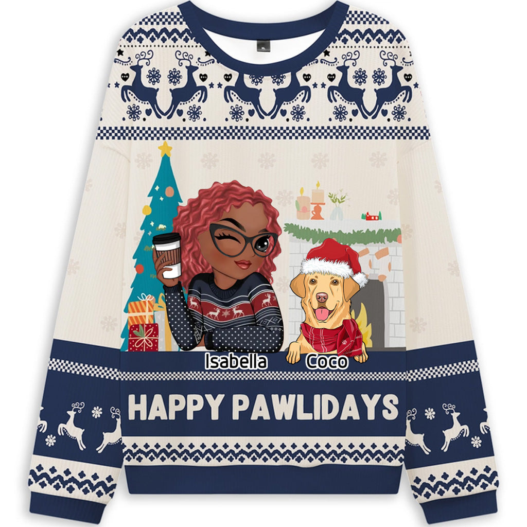 Happy Pawlidays - Personalized Custom Christmas Ugly Sweatshirt