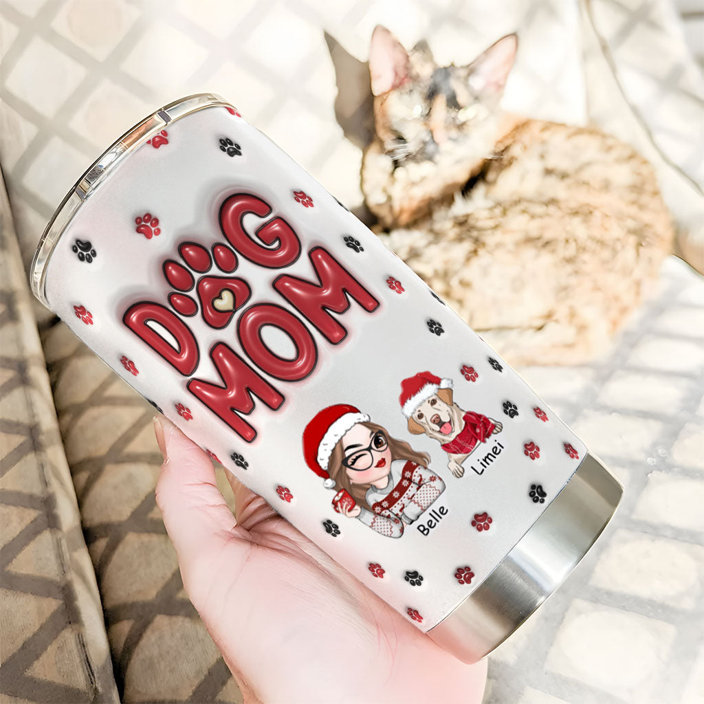 Lovely Dog Mom - Personalized Custom Christmas Tumbler