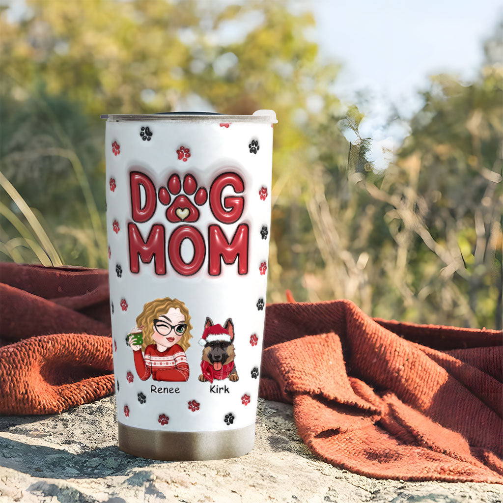 Lovely Dog Mom - Personalized Custom Christmas Tumbler