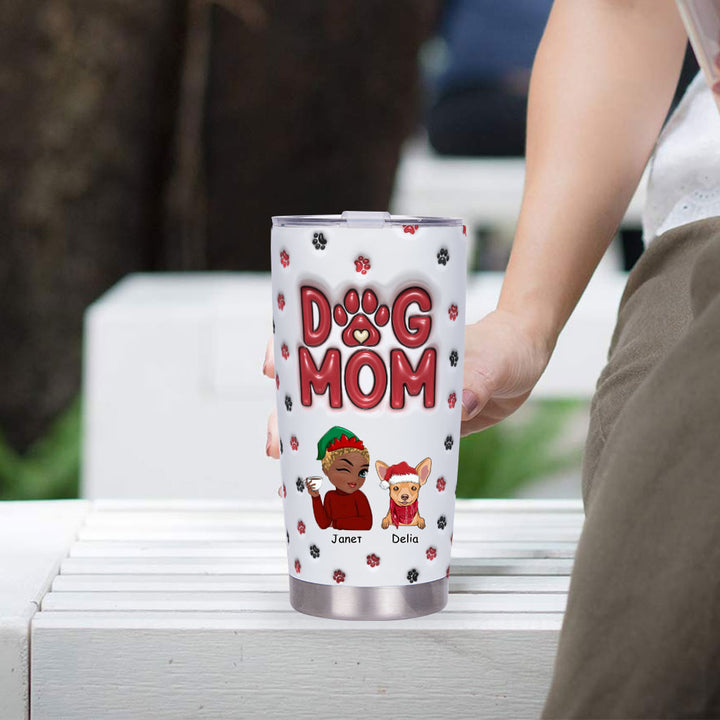 Lovely Dog Mom - Personalized Custom Christmas Tumbler