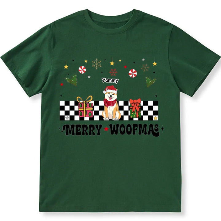 Merry Woofmas Dog Mama Vintage Style - Personalized Custom Christmas T-shirt