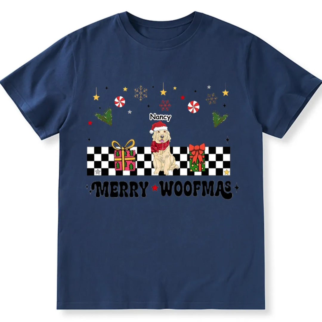 Merry Woofmas Dog Mama Vintage Style - Personalized Custom Christmas T-shirt