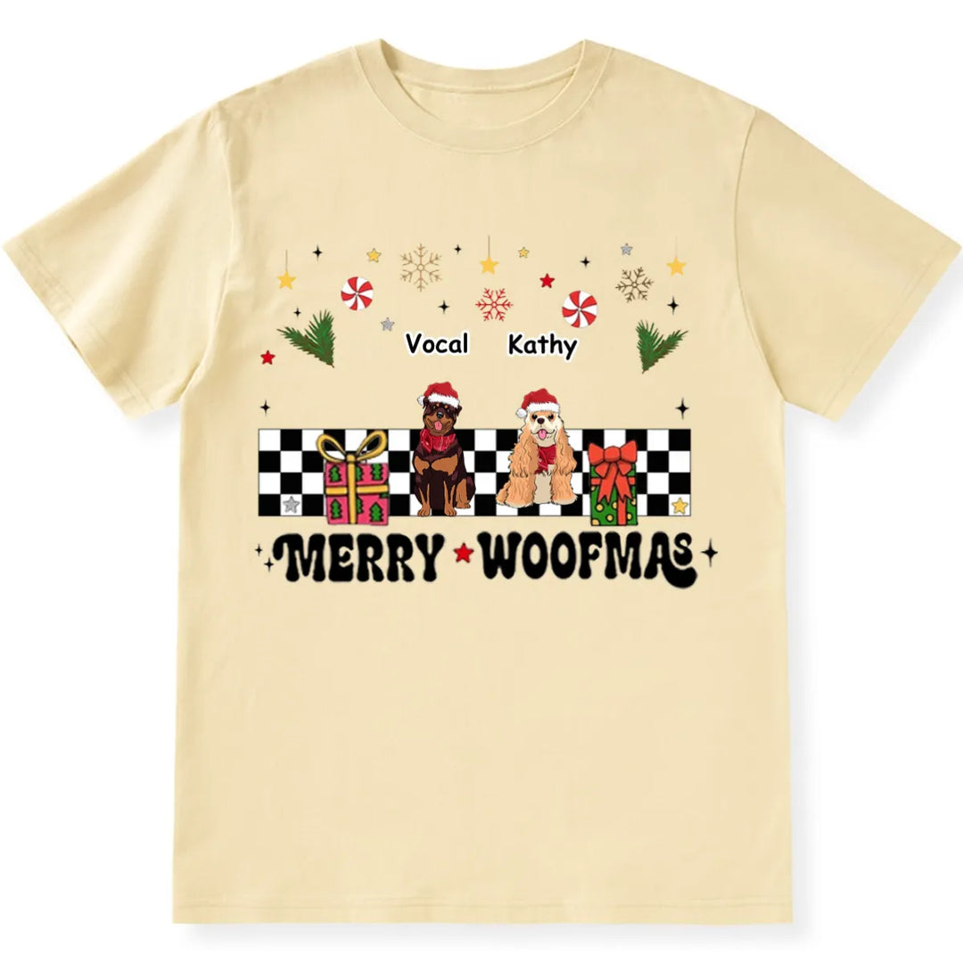 Merry Woofmas Dog Mama Vintage Style - Personalized Custom Christmas T-shirt