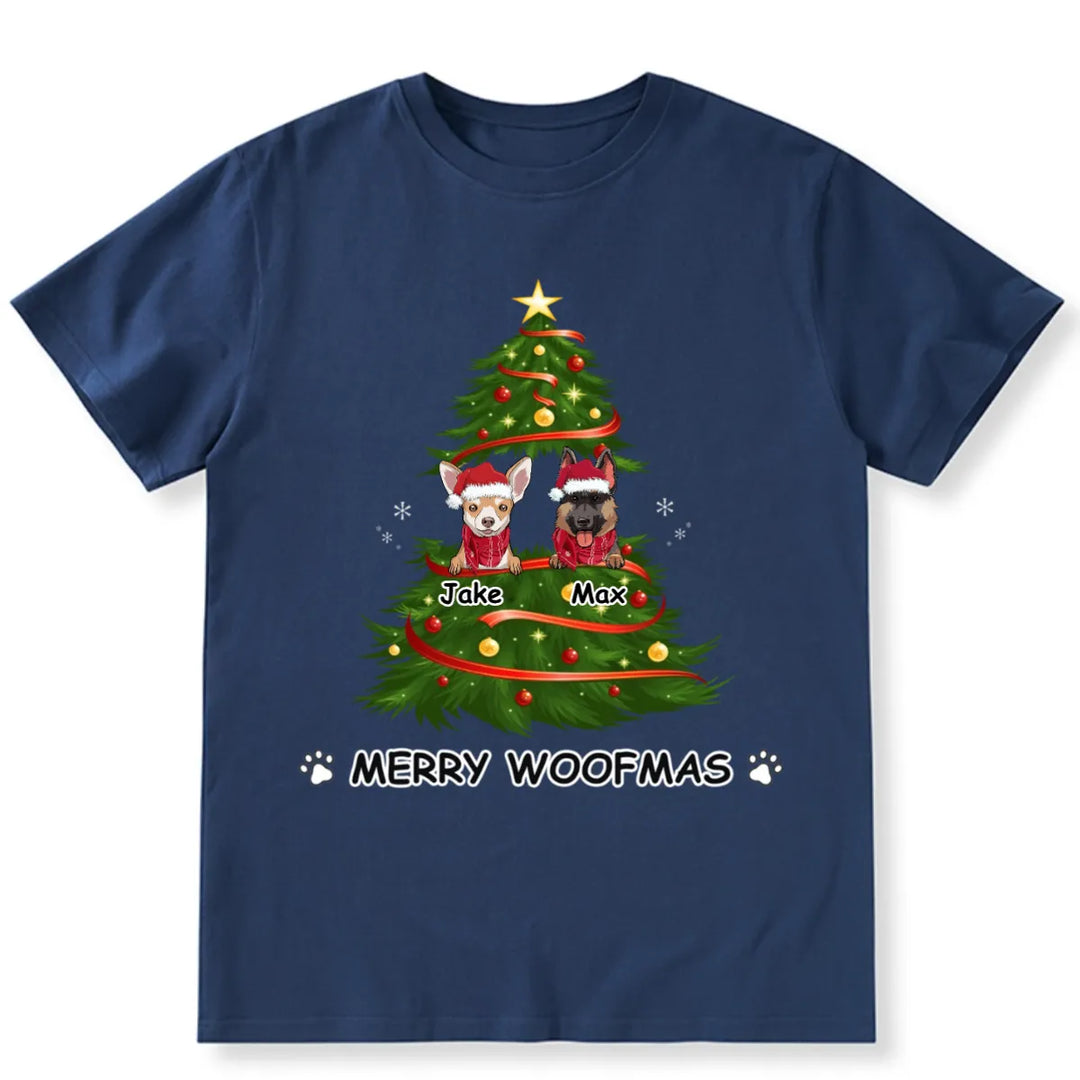 Merry Woofmas Dog Tree - Personalized Custom Christmas T-shirt