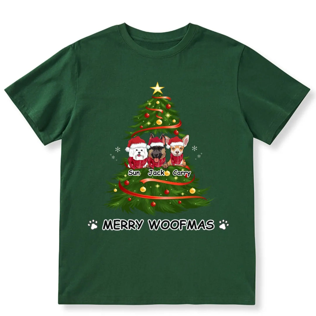 Merry Woofmas Dog Tree - Personalized Custom Christmas T-shirt