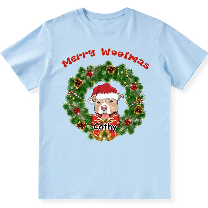 Merry Woofmas Dog Wreath - Personalized Custom Christmas T-shirt