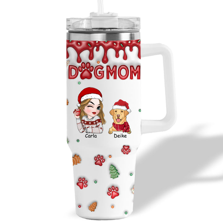 Mom Of Dogs Christmas Ver - Personalized Custom Christmas 40 Oz Tumbler