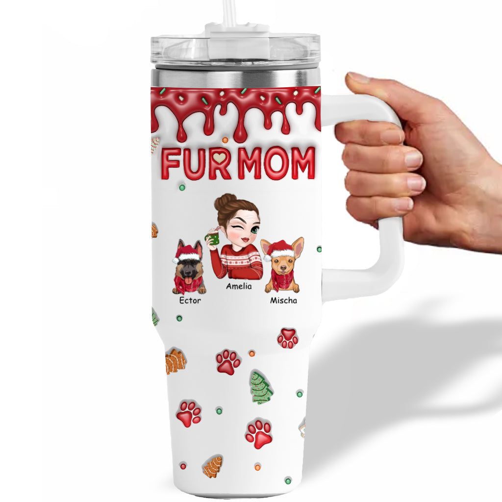 Mom Of Dogs Christmas Ver - Personalized Custom Christmas 40 Oz Tumbler