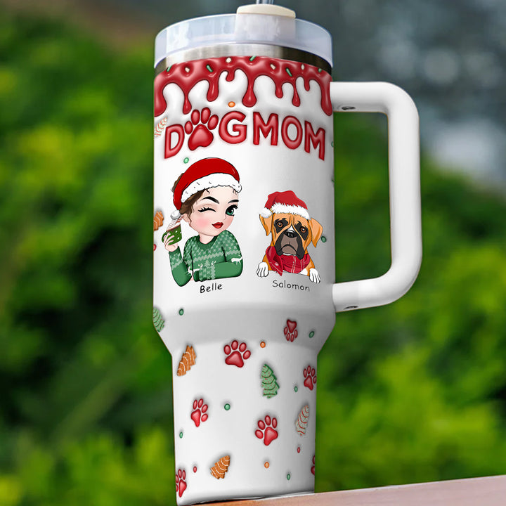 Mom Of Dogs Christmas Ver - Personalized Custom Christmas 40 Oz Tumbler