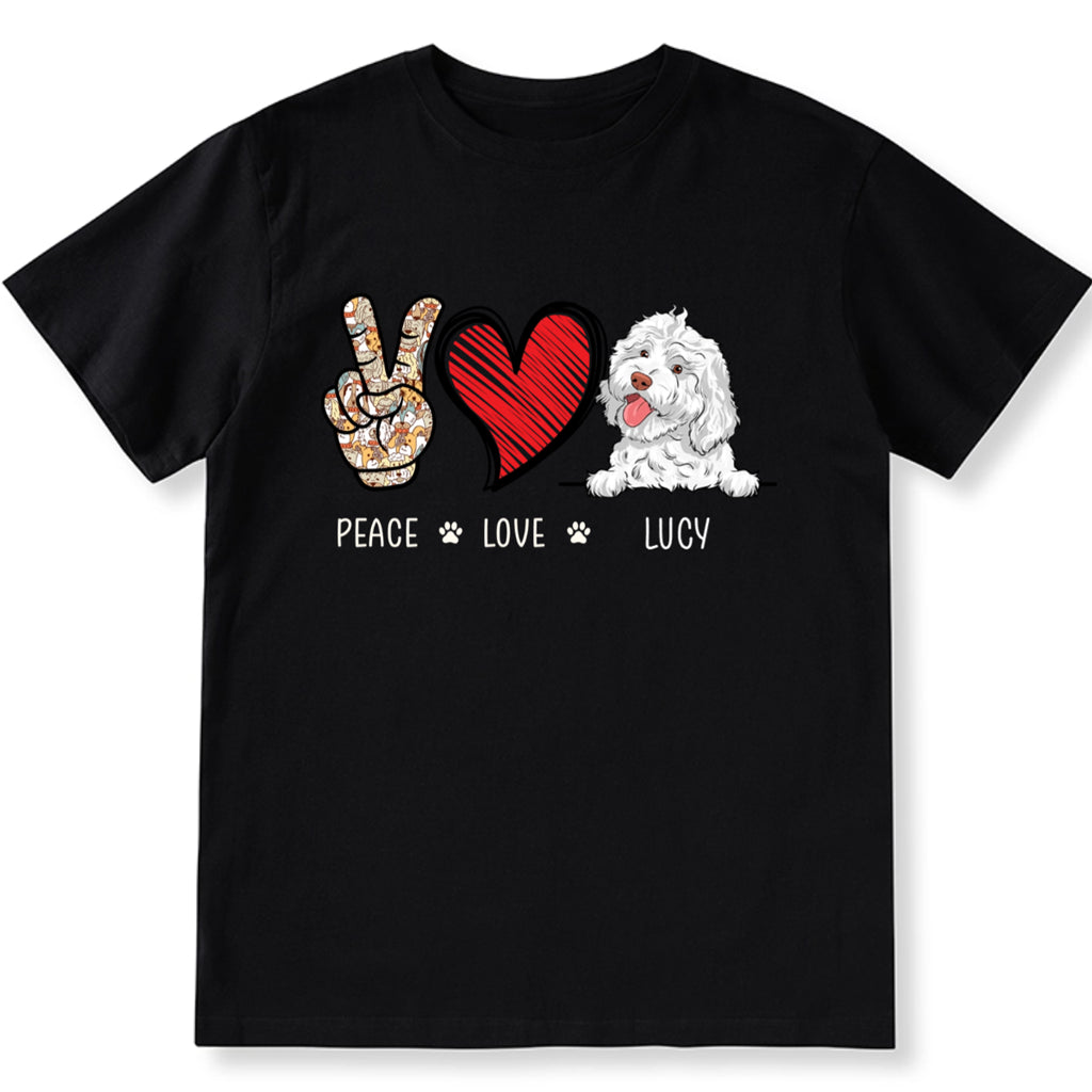 Peace Love Dog - Personalized Custom Unisex T-shirt