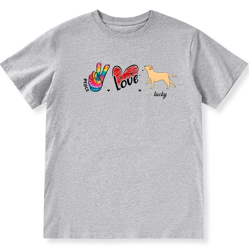 Peace Love Heart Dog - Personalized Custom Unisex T-Shirt