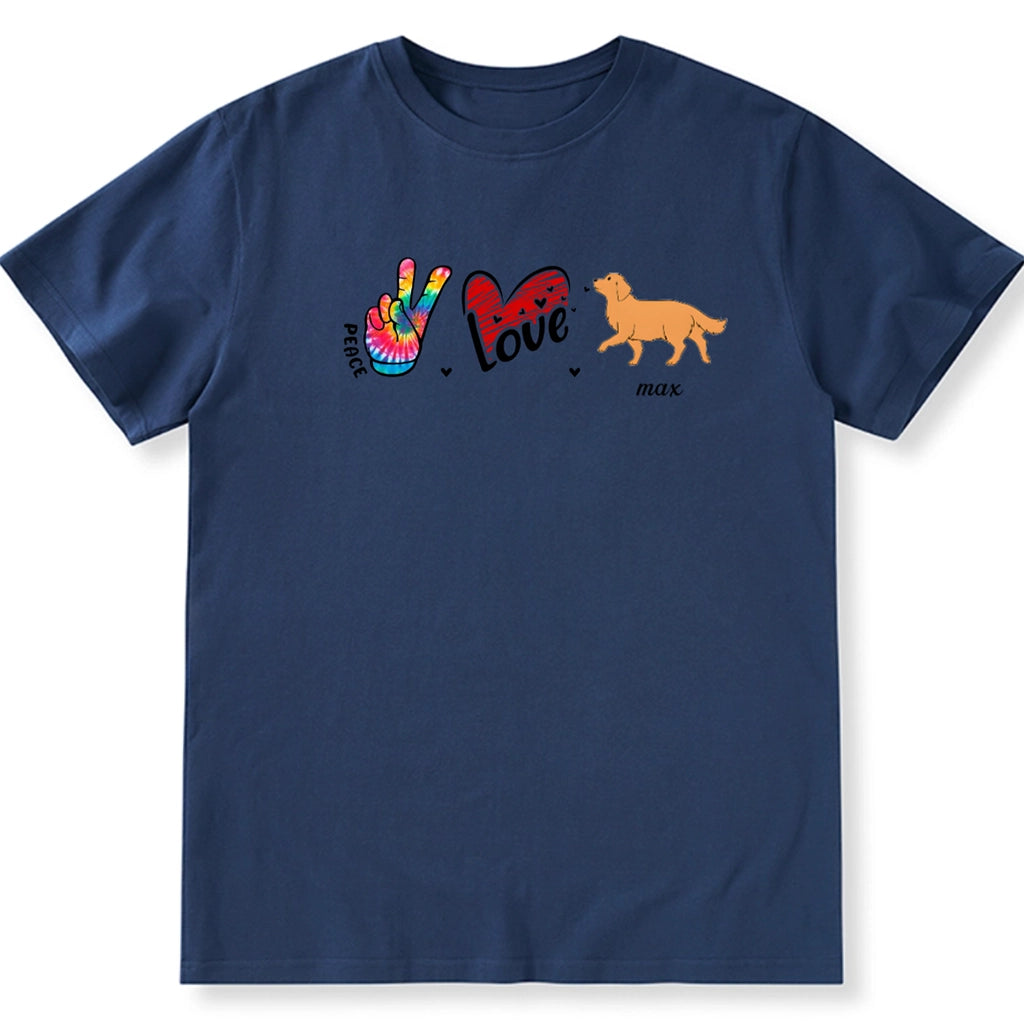 Peace Love Heart Dog - Personalized Custom Unisex T-Shirt