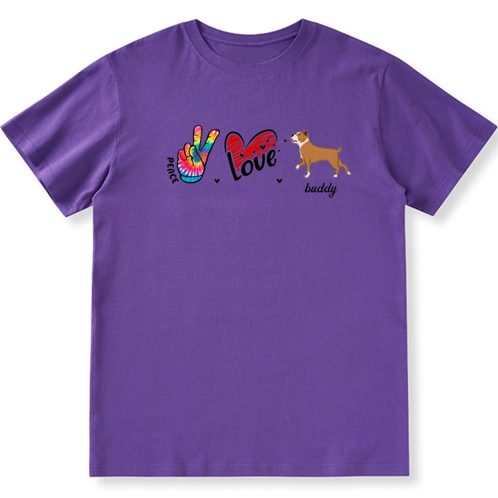 Peace Love Heart Dog - Personalized Custom Unisex T-Shirt